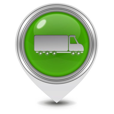 Kamyon işaretçi simgesi beyaz arka plan üzerinde