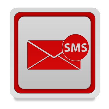 SMS simgesi beyaz arka plan üzerinde kare