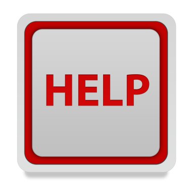 Beyaz arkaplanda kare simgesine yardım et