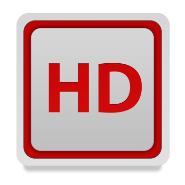 Beyaz arka plan üzerinde HD kare simgesi