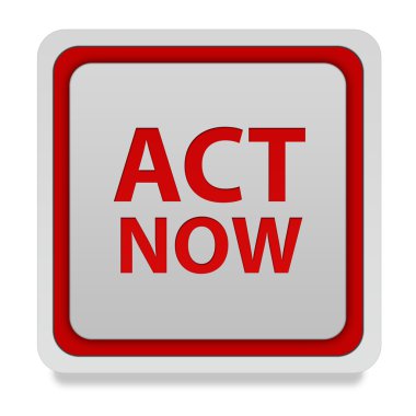 Şimdi kare simgesi beyaz arka plan üzerinde hareket