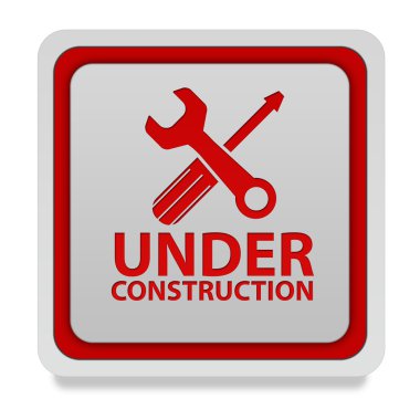 Beyaz arka plan üzerinde inşaat kare simgesi altında