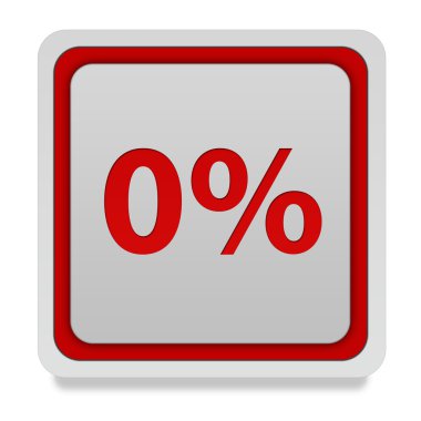 Beyaz arka plan üzerinde yüzde sıfır kare simgesi