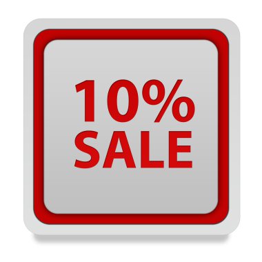 Satışı yüzde on kare simgesi beyaz arka plan üzerinde