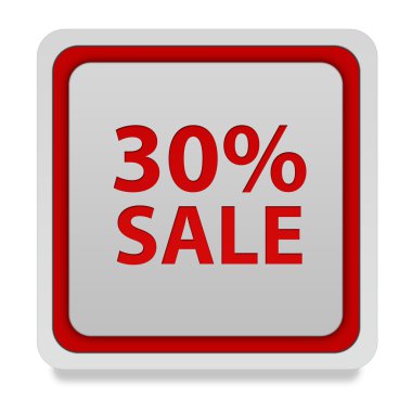 Beyaz arka plan üzerinde satış % 30'u kare simgesi