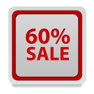 Satışı yüzde altmış kare simgesi beyaz arka plan üzerinde
