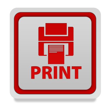 Beyaz arka planda yazdırma kare simgesi