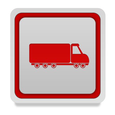 Beyaz arka plan üzerinde kamyon kare simgesi