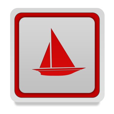 Beyaz arka plan üzerinde tekne kare simgesi