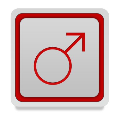 Beyaz arka plan üzerinde erkek kare simgesi