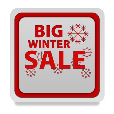 Kış satış kare simgesi beyaz arka plan üzerinde