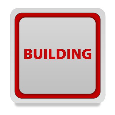 Beyaz arka planda bina kare simgesi