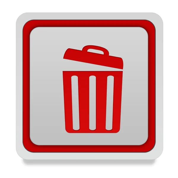 Trash can square icon on white background — Stock Photo, Image