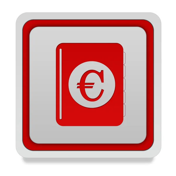 Euro livro de dinheiro ícone quadrado no fundo branco — Fotografia de Stock