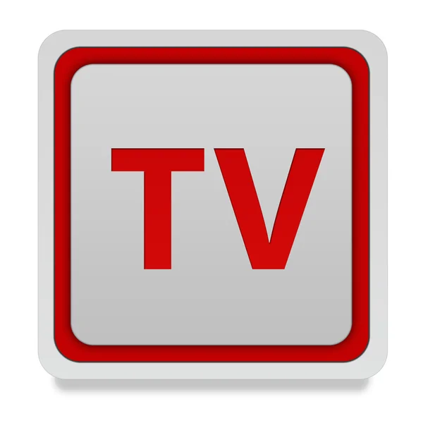 テレビ白い背景の四角形のアイコン — ストック写真