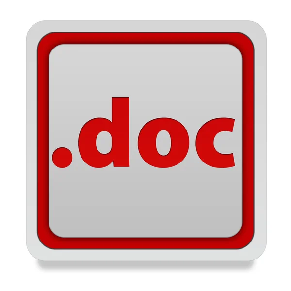 .Doc ikona kwadrat na białym tle — Zdjęcie stockowe