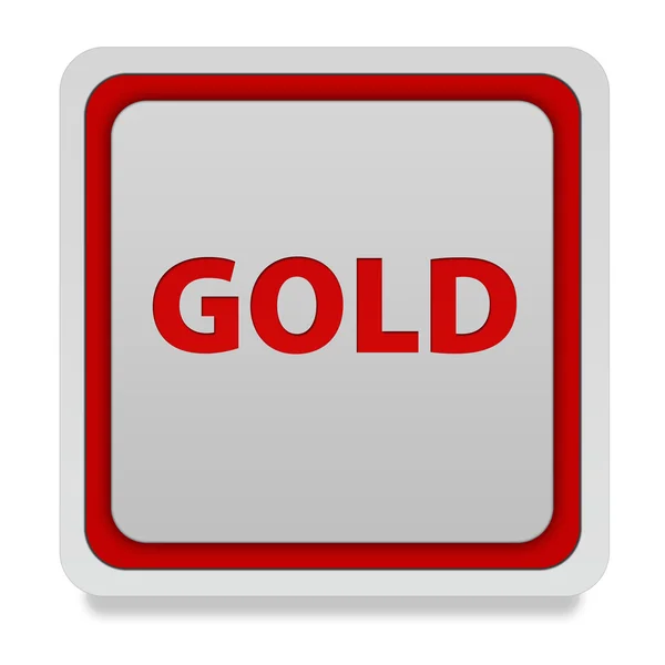 Ícone quadrado de ouro no fundo branco — Fotografia de Stock