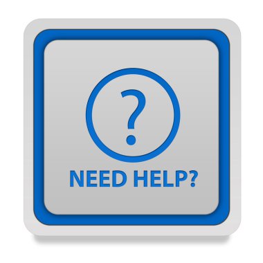 Beyaz arkaplanda kare simgesine yardım et