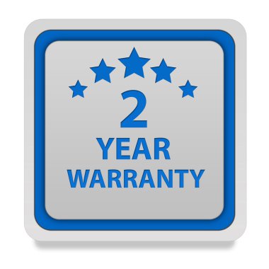 İki yıl garanti kare simgesi beyaz arka plan üzerinde