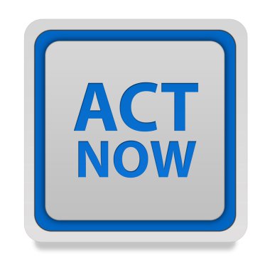 Şimdi kare simgesi beyaz arka plan üzerinde hareket