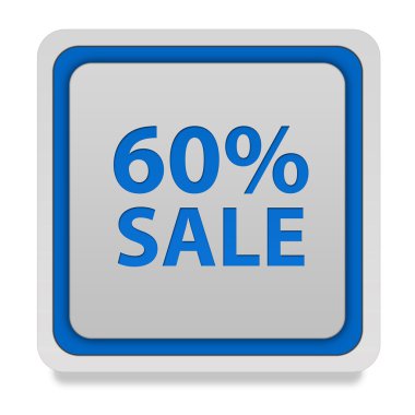 Satışı yüzde altmış kare simgesi beyaz arka plan üzerinde
