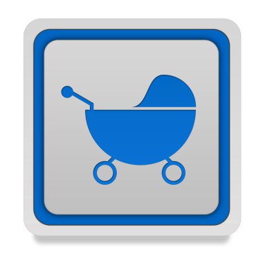 Bebek arabası kare simgesi beyaz arka plan üzerinde