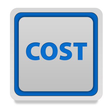 Beyaz arka plan üzerinde maliyet kare simgesi