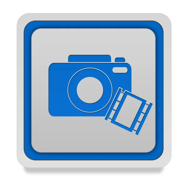 Aparat fotograficzny ikona kwadrat na białym tle — Zdjęcie stockowe