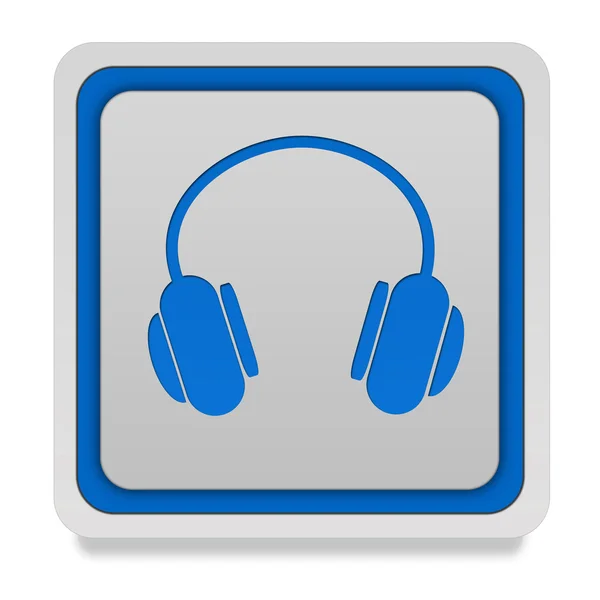 Zestaw słuchawkowy ikona kwadrat na białym tle — Zdjęcie stockowe