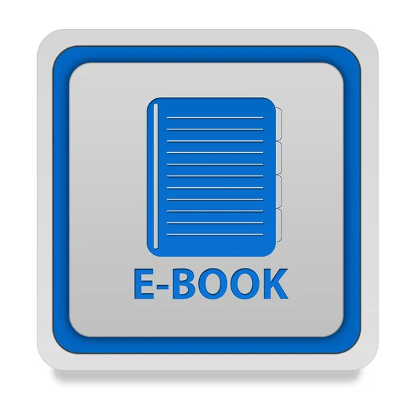 E-book icona quadrata su sfondo bianco — Foto Stock