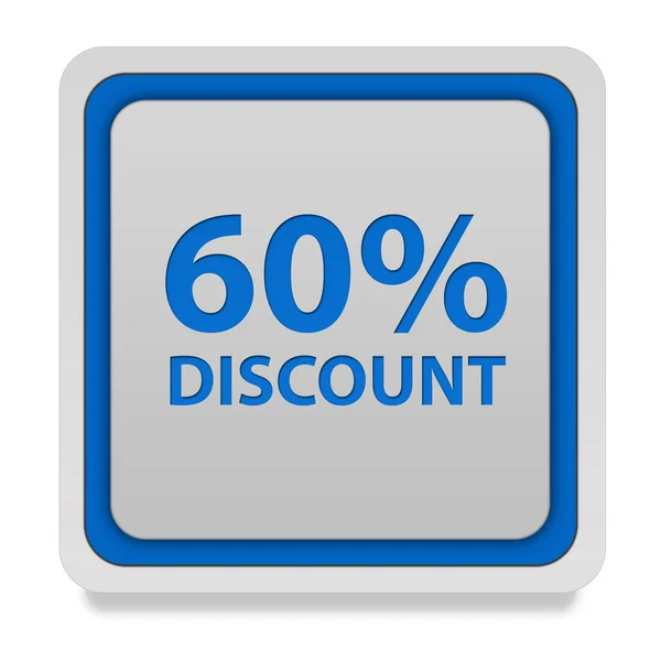 Discount sixty percent square icon on white background — Stock Photo, Image