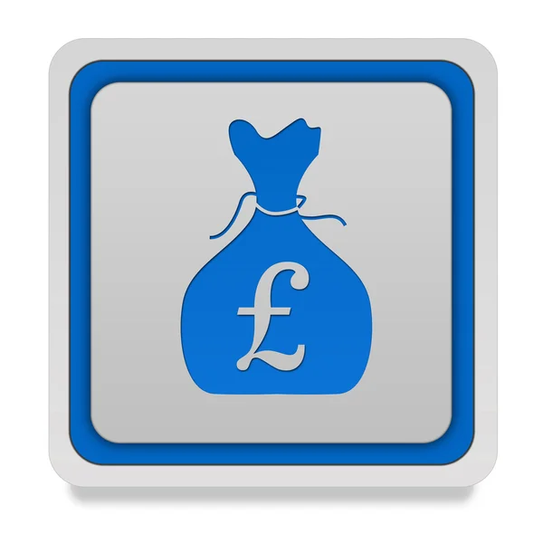 Saco de dinheiro libra ícone quadrado no fundo branco — Fotografia de Stock