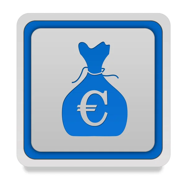 Euro money bag square icon on white background — Stock Photo, Image