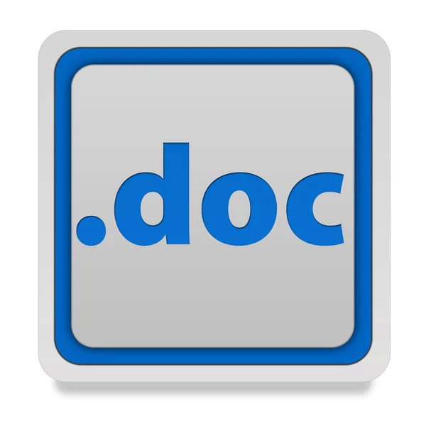 .Doc ikona kwadrat na białym tle — Zdjęcie stockowe