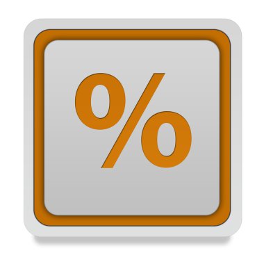 Yüzde simgesi beyaz arka plan üzerinde kare