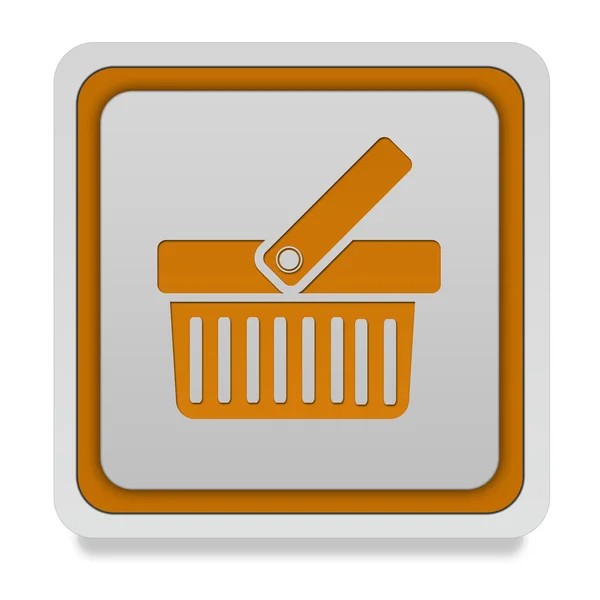 Carrinho de compras ícone quadrado no fundo branco — Fotografia de Stock