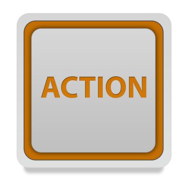 Beyaz arka plan üzerinde eylem kare simgesi