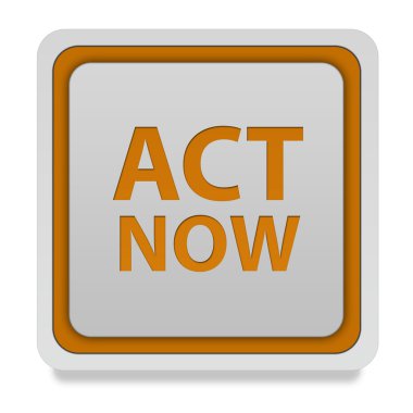 Şimdi kare simgesi beyaz arka plan üzerinde hareket