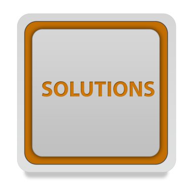 Çözümleri simgesi beyaz arka plan üzerinde kare