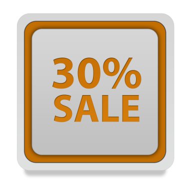 Beyaz arka plan üzerinde satış % 30'u kare simgesi