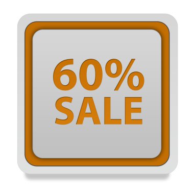 Satışı yüzde altmış kare simgesi beyaz arka plan üzerinde