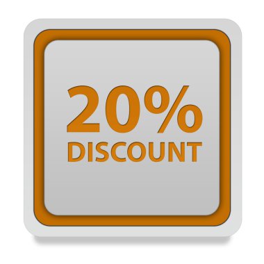 % 20'si kare simgesi beyaz arka plan üzerinde indirim