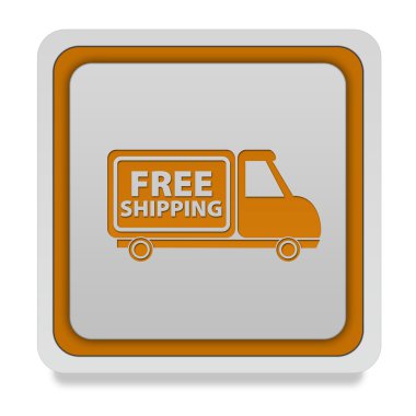 Kare simgesi beyaz arka plan üzerinde ücretsiz kargo