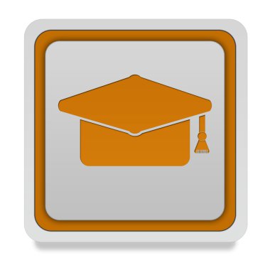 Mezuniyet kare simgesi beyaz arka plan üzerinde