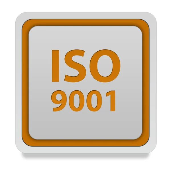 Ícone quadrado Iso 9001 no fundo branco — Fotografia de Stock