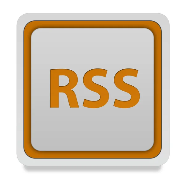 Иконка квадрата RSS на белом фоне — стоковое фото