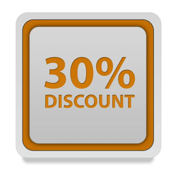 Discount thirty percent square icon on white background — Stock Photo, Image