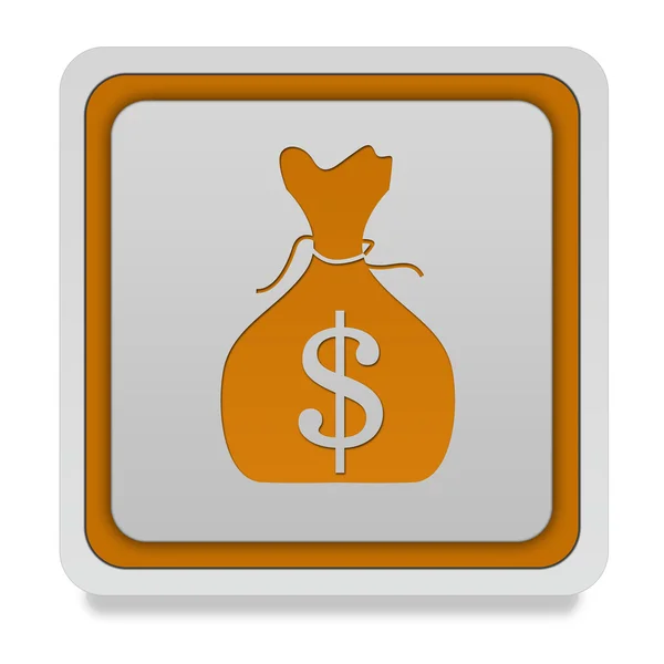 Dollar money bag square icon on white background — Stock Photo, Image