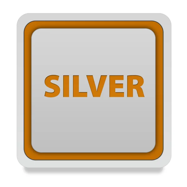 Silbernes quadratisches Symbol auf weißem Hintergrund — Stockfoto