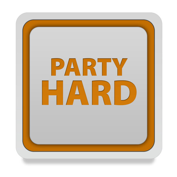 Party hard square icon on white background